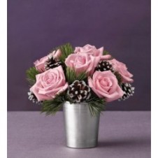 6pc Pink Roses in a Vase